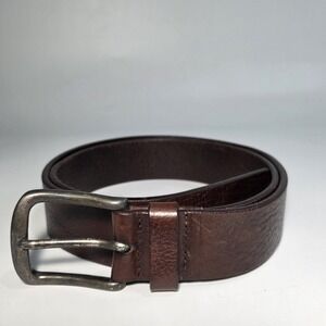 Garuglieri Brown Italian Leather Belt Size 36 Style 202 Made In Italy